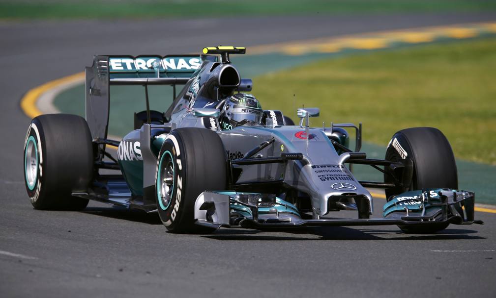 La Mercedes di Nico Rosberg in azione. Afp